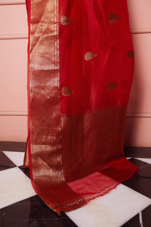Handwoven Red Banarasi Silk Saree